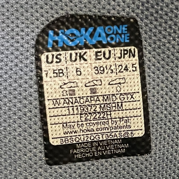 Hoka One One Anacapa Gore-Tex Mid Vibram Hiking Boots Shoes Blue Size 7.5 - Picture 15 of 15